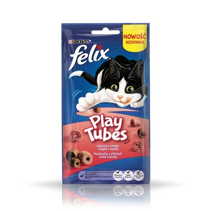 Przysmaki dla kota - Felix Play Tubes indyk i szynka 50g