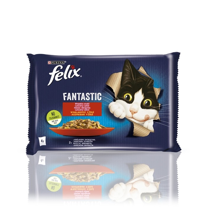 Karmy mokre dla kota - Felix Fantastic w galaretce Wiejskie Smaki 85g x 4 (multipak x 1)