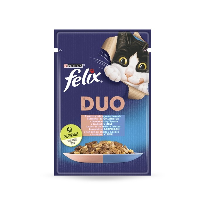 Karmy mokre dla kota - Felix Fantastic Duo 85g x 12