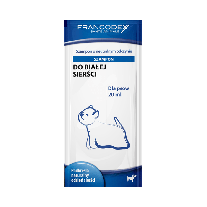 Higiena, pielęgnacja sierści - Francodex Szampon dla psów o białej sierści w saszetce 20ml