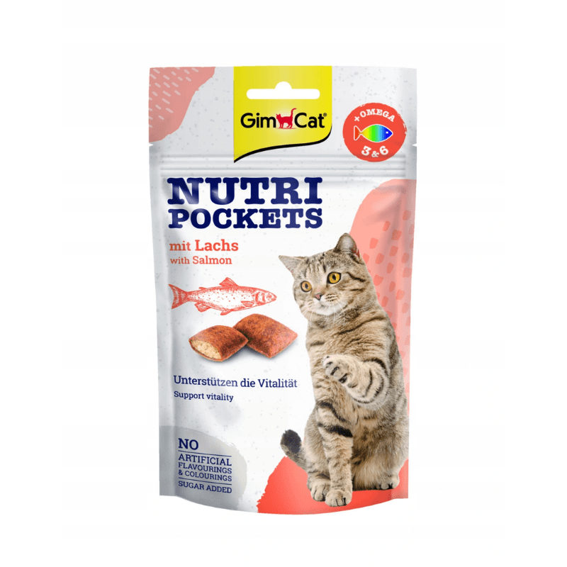 Przysmaki dla kota - Gimcat Nutri Pocket omega3 łosoś 60g