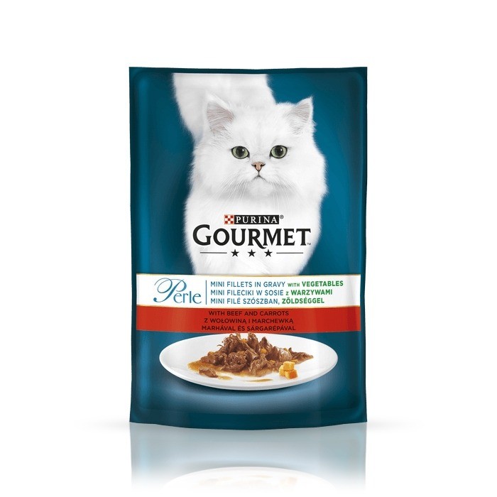 Karmy mokre dla kota - Gourmet Perle Mini Fileciki w sosie wołowina z marchewką 85g
