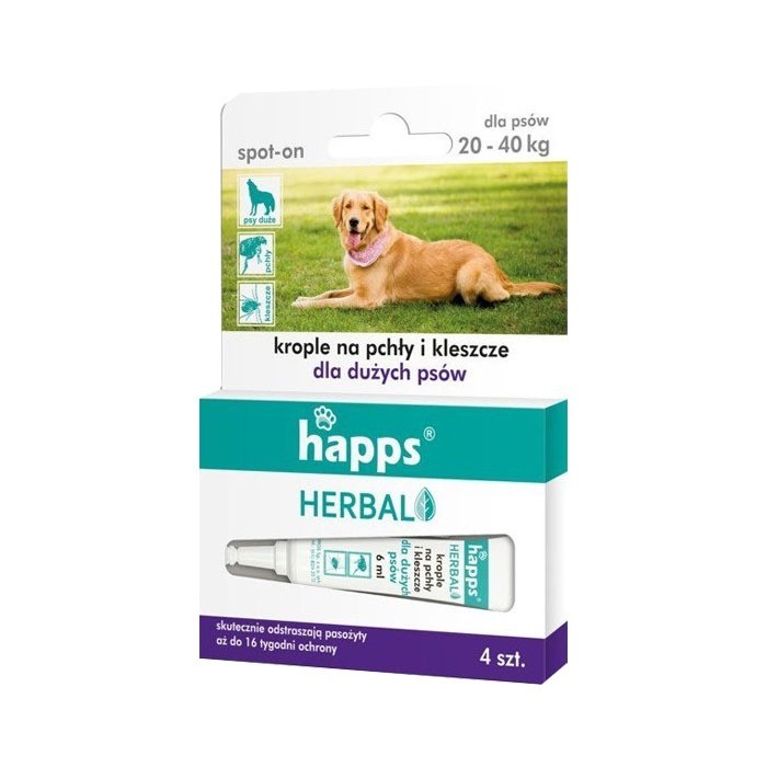 Preparaty lecznicze - HAPPS Herbal Krople na pchły i kleszcze dla psów
