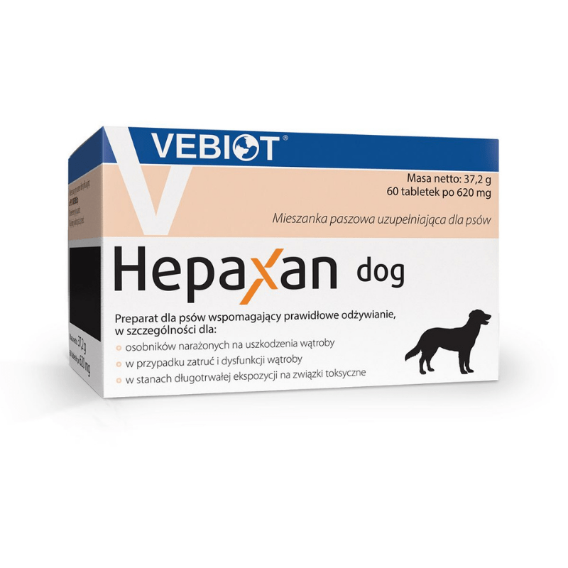 Suplementy - Vebiot Hepaxan Dog na wątrobę 60 tabletek