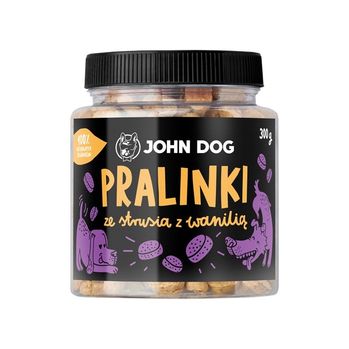 Przysmaki dla psa - John Dog Pralinki ze strusia z wanilią 300g