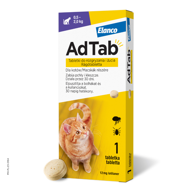Preparaty lecznicze - Elanco Ad Tab Tabletki dla kota na pchły i kleszcze