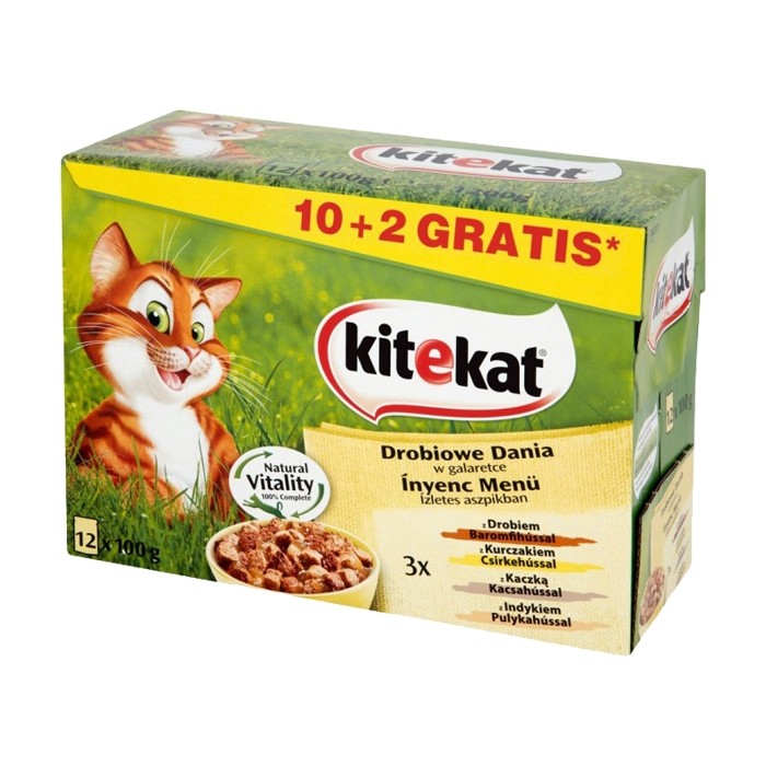 Karmy mokre dla kota - Kitekat Drobiowe dania w galaretce 100g x 12 (multipak x 1)