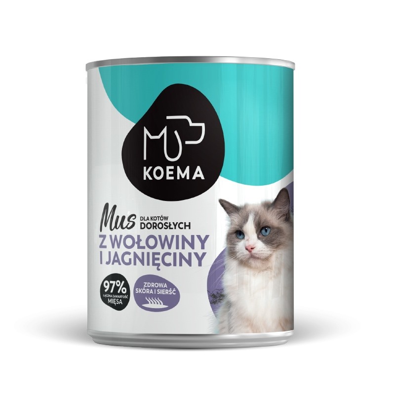 Karmy mokre dla kota - Koema Mus dla kota wołowina z jagnięciną 400g