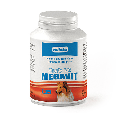 Suplementy - Mikita Megavit Fosfo-Vit witaminy z fosforanem wapnia dla szczeniąt 50 tabletek 