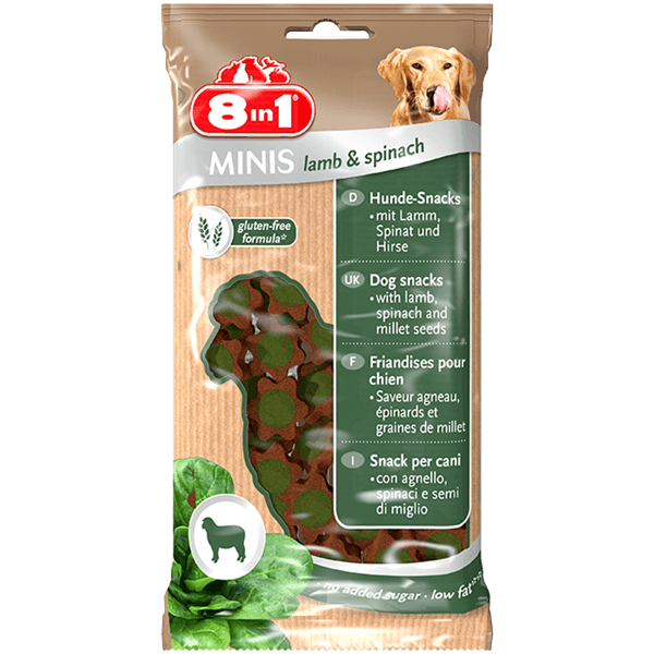 Przysmaki dla psa - 8in1 Minis lamb & spinach - jagnięcina ze szpinakiem 100g