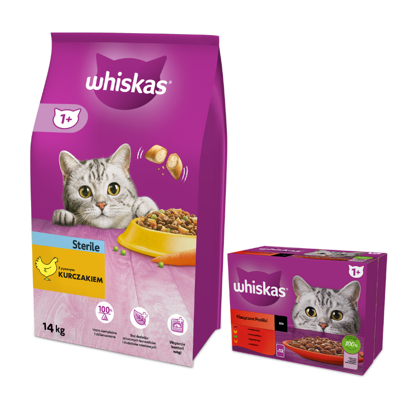 Karmy suche dla kota - Whiskas Adult Sterile z kurczakiem