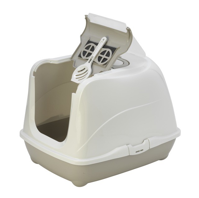 Kuwety, łopatki dla kota - Yarro Moderna Flip Cat Toaleta dla kota z filtrem 50x39x37cm + łopatka szare