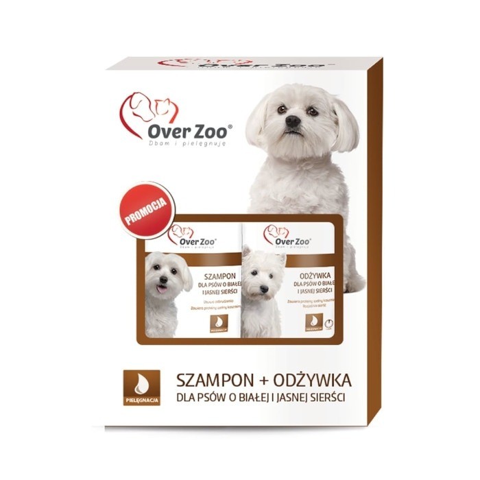 Higiena, pielęgnacja sierści - Over Zoo Dwupak Szampon i odżywka dla psów o białej sierści