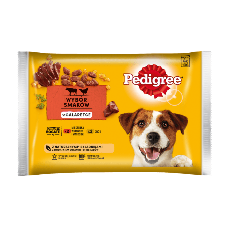 Karmy mokre dla psa - Pedigree Vital Protection wołowina i drób w galaretce 100g x 4 (multipak)