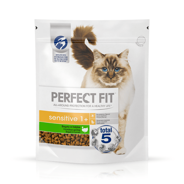 Karmy suche dla kota - Perfect Fit Sensitive 1+ Bogaty w indyka