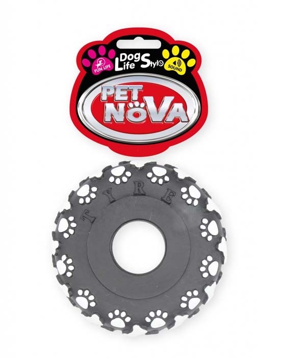 Zabawki - Pet Nova Opona gumowa w łapki Tire z dźwiękiem 11cm