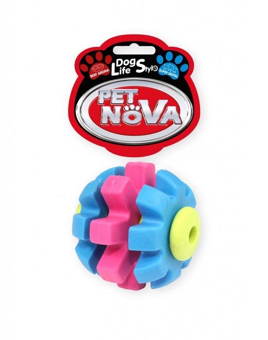 Zabawki - Pet Nova Piłka dentystyczna SuperDentBall o aromacie wołowiny kolorowa 7cm