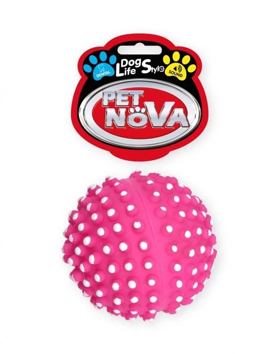 Zabawki - Pet Nova Piłka jeżowa DentBall z dźwiękiem różowa [rozmiar XS] 6,5cm