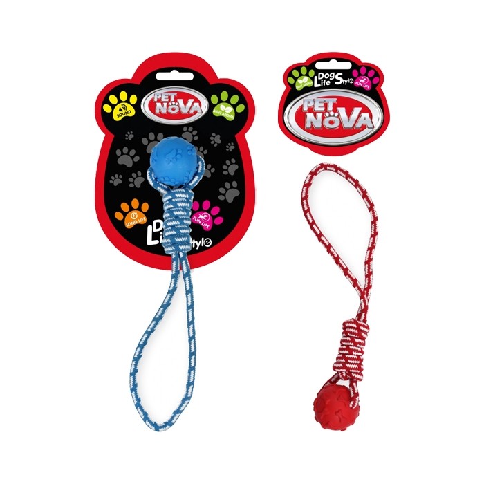 Zabawki - Pet Nova Piłka na sznurze do przeciągania o aromacie mięty 40cm