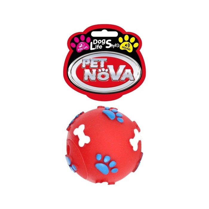 Zabawki - Pet Nova Piłka winylowa piszcząca czerwona 6cm