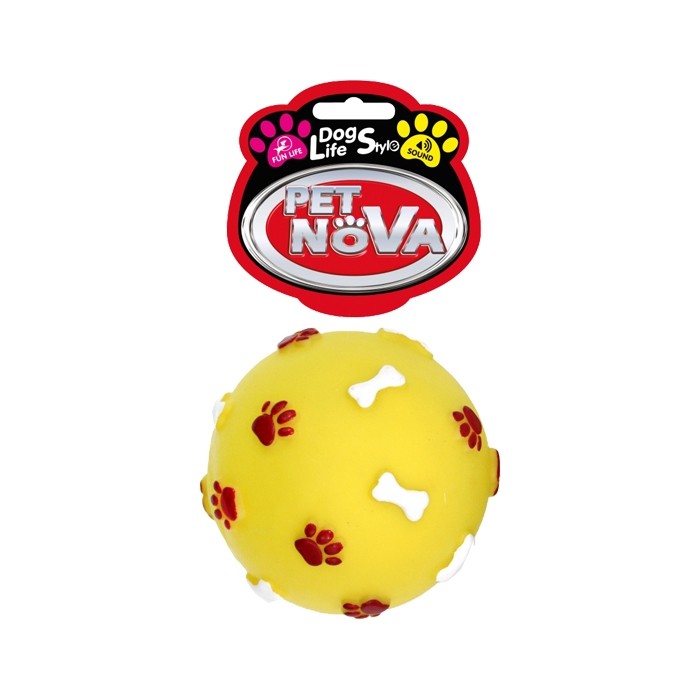 Zabawki - Pet Nova Piłka winylowa piszcząca żółta 7,5cm