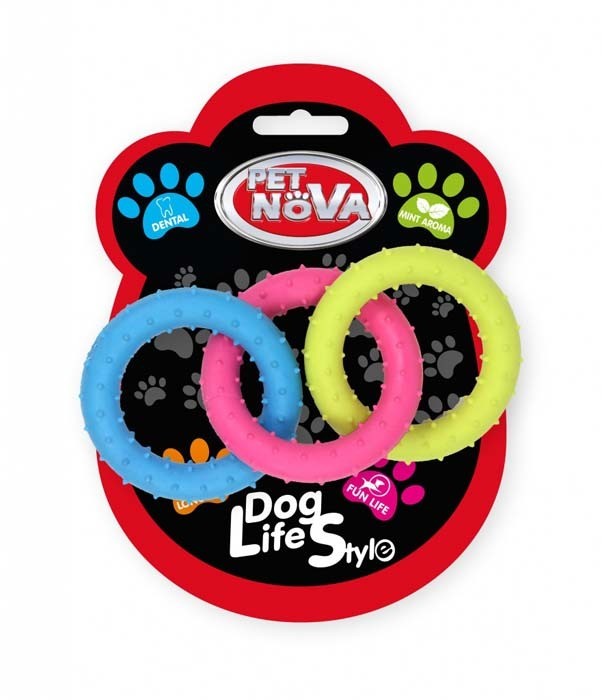Zabawki - Pet Nova Ringo miętowe Rings z gumy mix kolorów 18,5cm