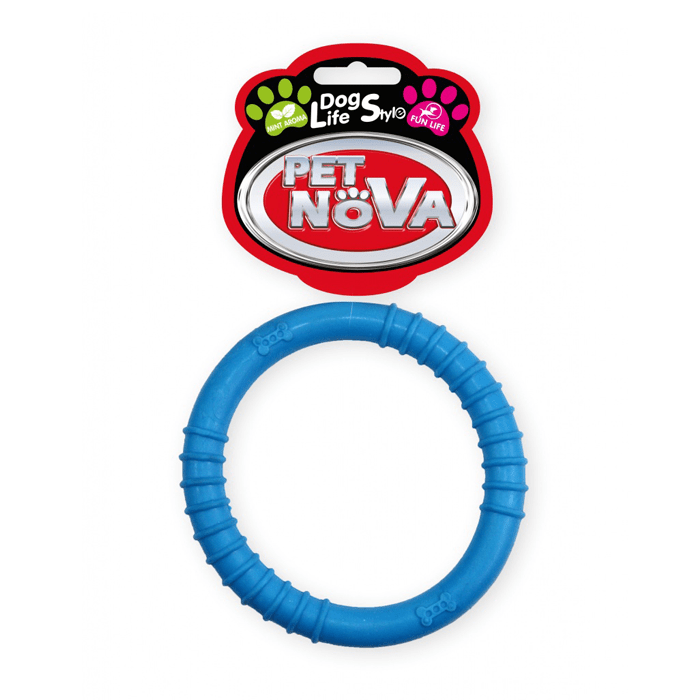 Zabawki - Pet Nova Ringo z gumy niebieskie 9,5cm