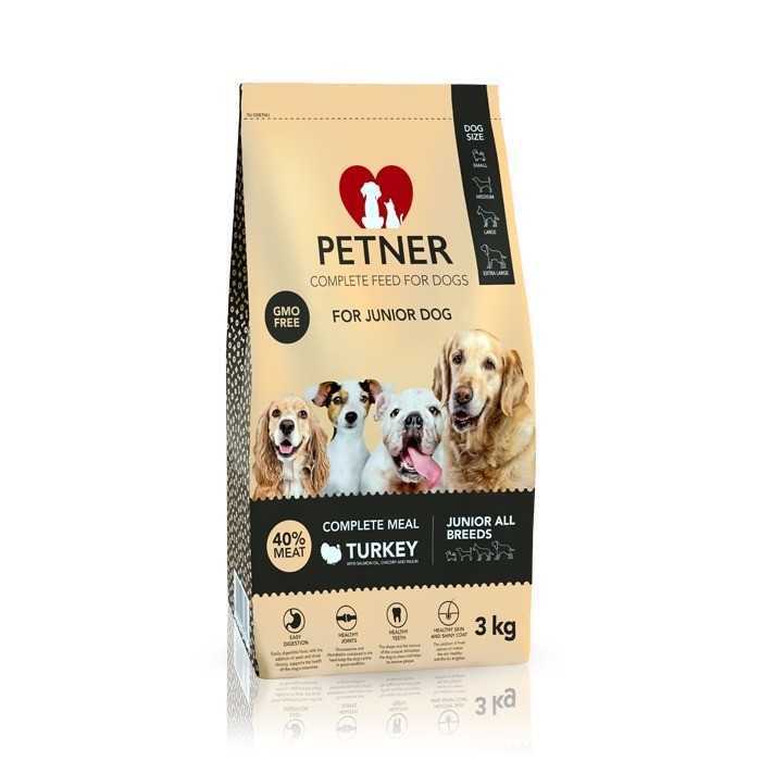 Karmy suche dla psa - Petner Junior Dog All Breeds z indykiem