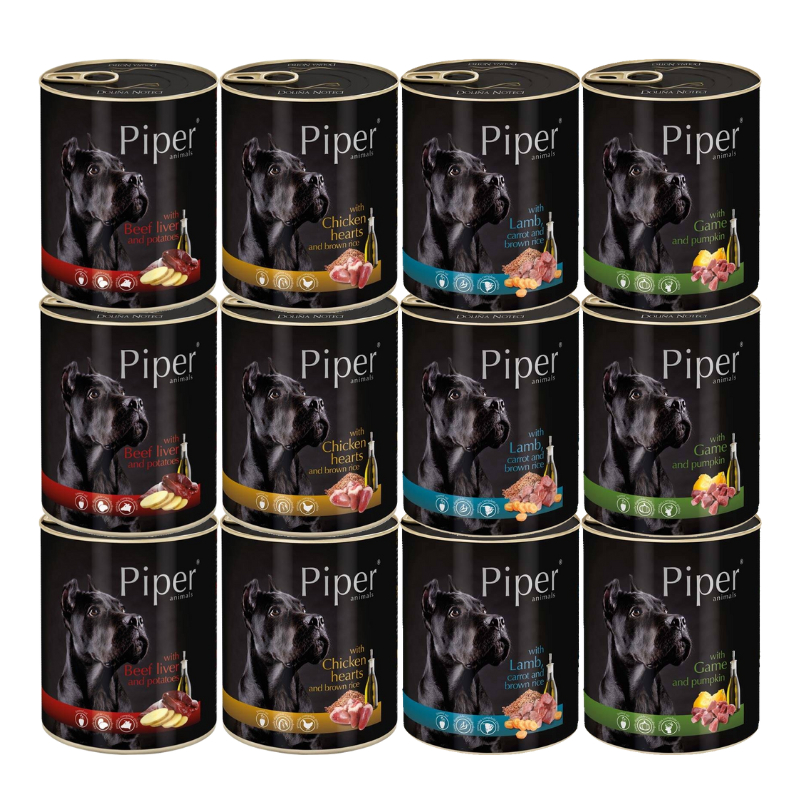 Karmy mokre dla psa - Piper mix 4 smaków 800g x 12