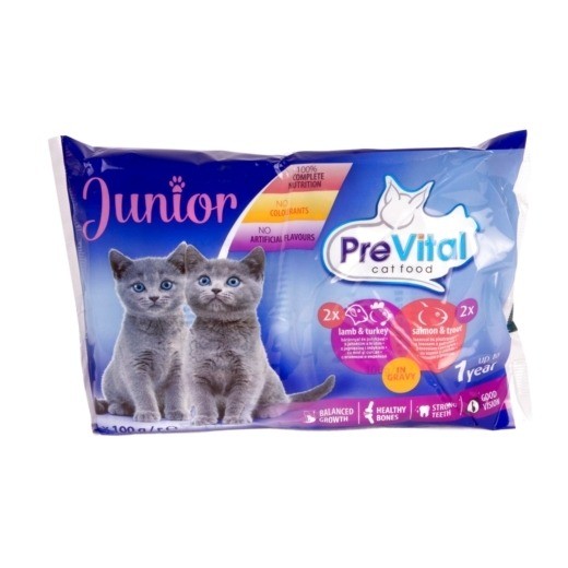 Karmy mokre dla kota - PreVital Junior 100g x 16 (multipak x 4)