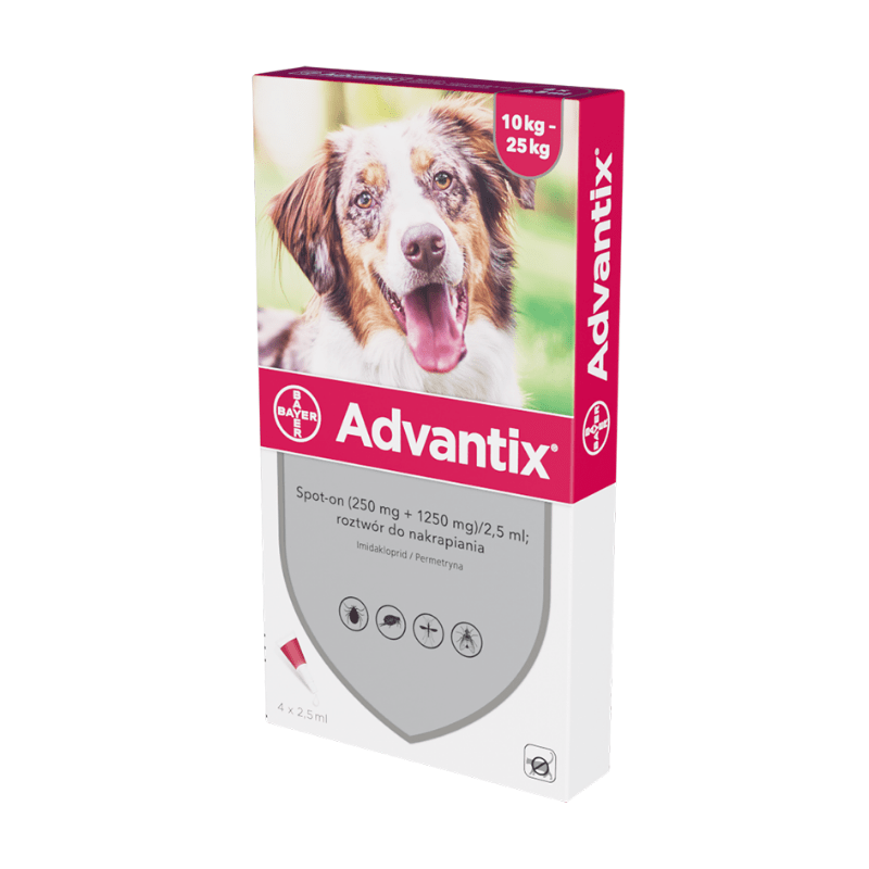 Preparaty lecznicze - Advantix krople na pchły i kleszcze 4 x 2,5 ml (10-25 kg)