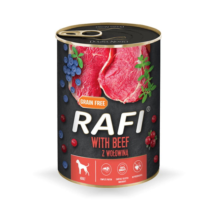 Karmy mokre dla psa - Dolina Noteci Rafi z wołowiną 400g
