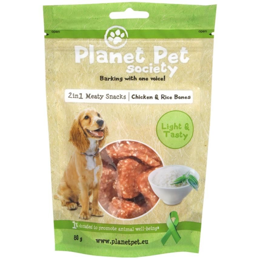 Przysmaki dla psa - Planet Pet Society chicken rice bones 80g