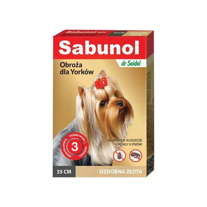 Preparaty lecznicze - Sabunol Obroża złota przeciw pchłom i kleszczom dla psa