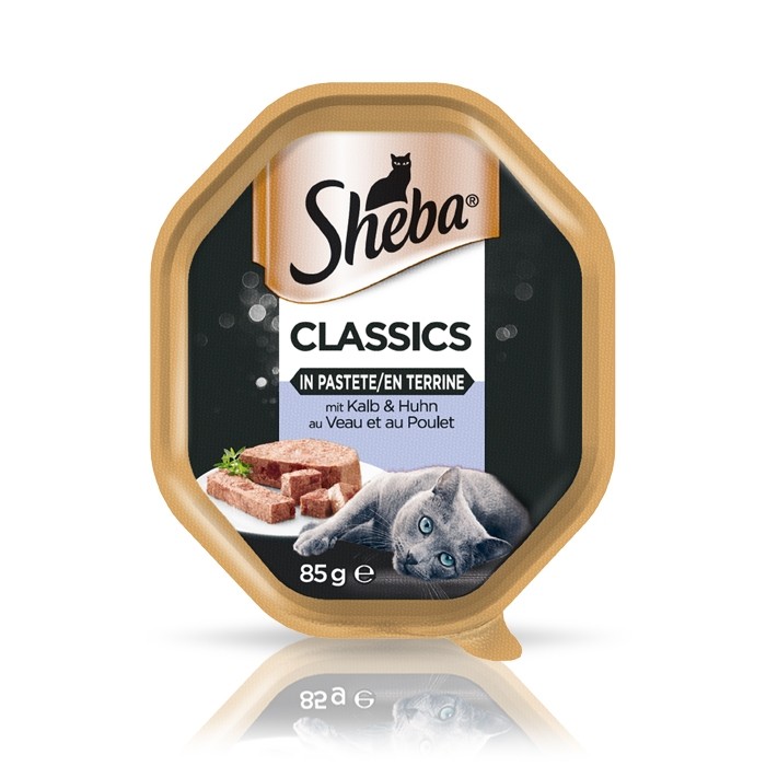 Karmy mokre dla kota - Sheba Classics z cielęciną i kurczakiem Tacka 85g