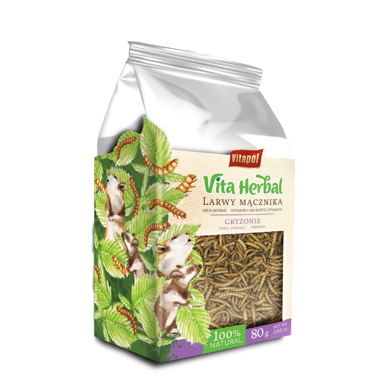 Przysmaki dla małych ssaków - Vitapol Vita Herbal Larwy mącznika dla gryzoni 4 x 80g