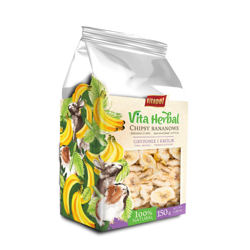 Przysmaki dla małych ssaków - Vitapol Vita Herbal Czipsy bananowe dla gryzoni i królika 4 x 150g