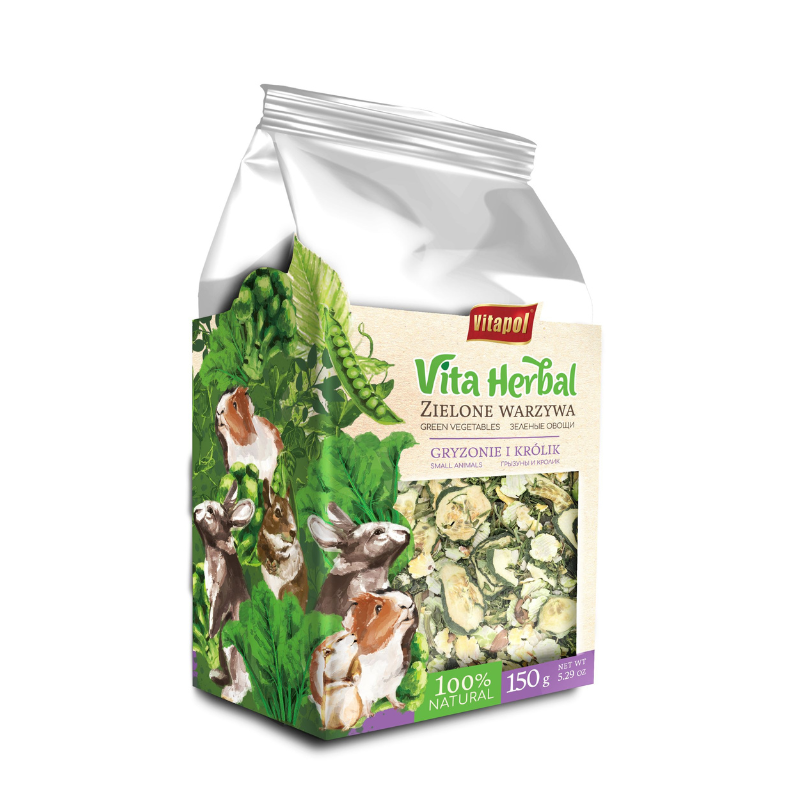 Przysmaki dla małych ssaków - Vitapol Vita Herbal Zielone warzywa dla gryzoni i królika 4 x 150g