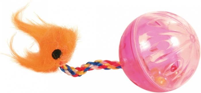 Zabawki - Trixie Piłka grzechocząca z ogonkiem 2szt. 4cm