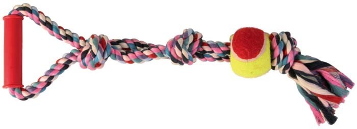 Zabawki - Trixie Sznur bawełniany z piłką tenisową 6cm x 50cm