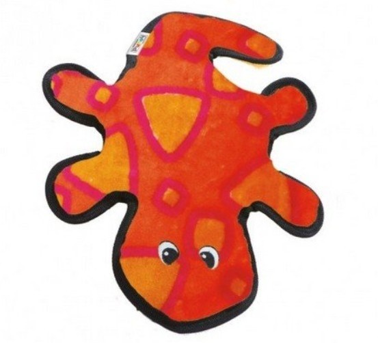 Zabawki - Outward Hound Invincibles Gecko pomarańczowo-różowy 2 piszczałki