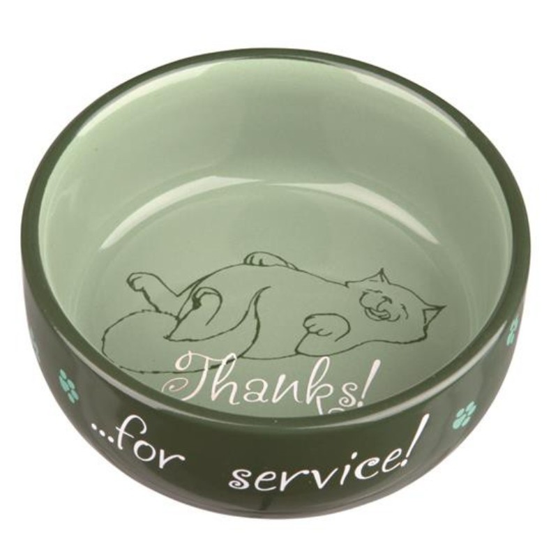 Miski i akcesoria do misek - Trixie Thanks for Service Miska ceramiczna dla kota z nadrukiem i napisem 300ml / 11cm