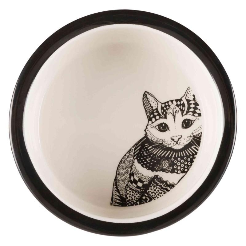 Miski i akcesoria do misek - Trixie Zentangle Masywna miska ceramiczna dla kota z nadrukiem 30ml / 12 cm