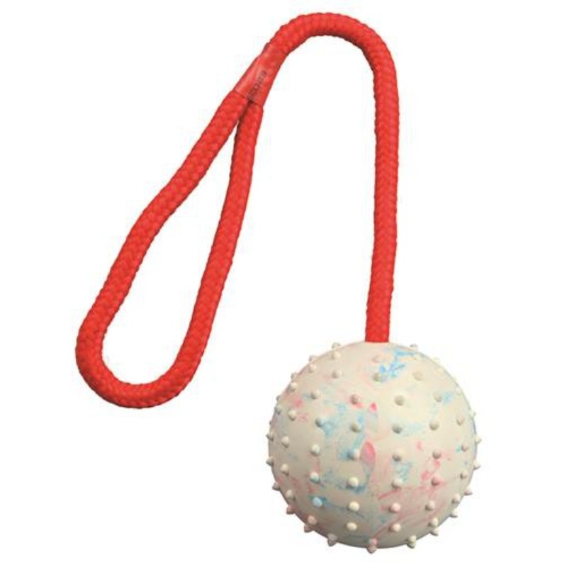 Zabawki - Trixie Kauczukowa piłka na sznurku z pętlą 10cm