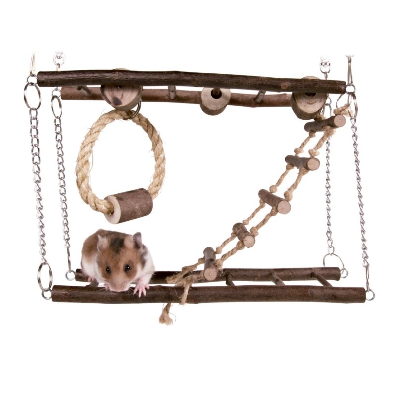 Wyposażenie klatki - Trixie Most wiszący drewniany plac zabaw dla gryzoni 27×17×7 cm