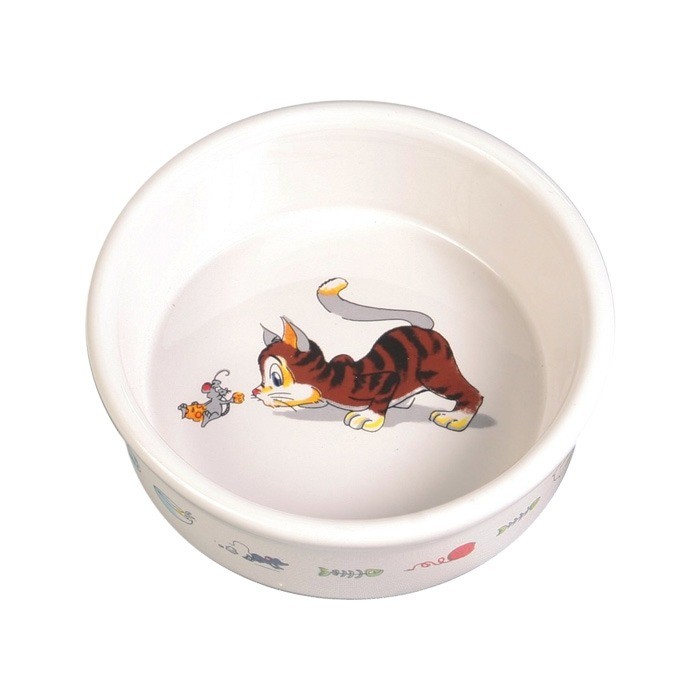 Miski i akcesoria do misek - Trixie Miska ceramiczna dla kota z motywem 0,2l