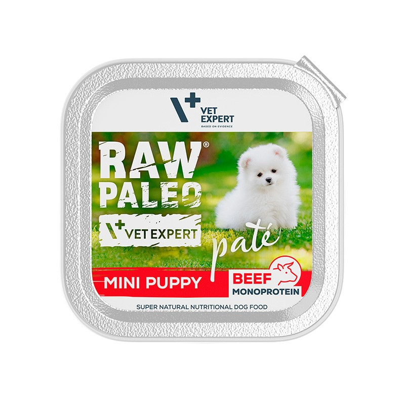 Karmy mokre dla psa - VetExpert Raw Paleo Puppy Mini Tray 12 x 150g - mokra karma dla psów małych ras