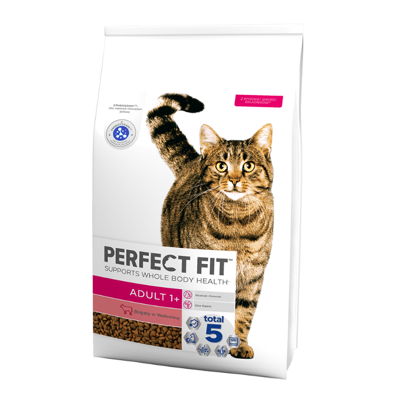 Karmy suche dla kota - Perfect Fit Adult 1+ Bogaty w wołowinę