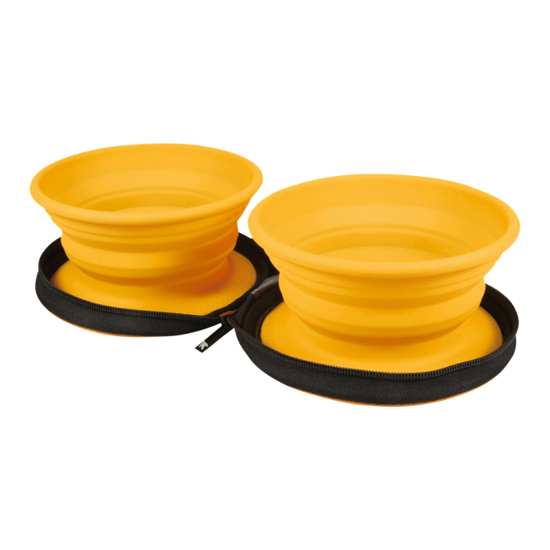 Miski i akcesoria do misek - Kiwi Walker Travel Double Bowl składane silikonowe miski turystyczne pomarańczowe 2 x 350ml