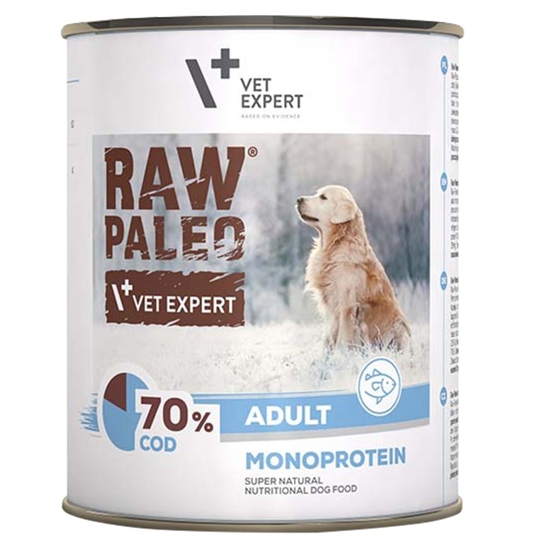 Karmy mokre dla psa - VetExpert Raw Paleo Adult Monoprotein 800g x 12 - mokra karma dla psów